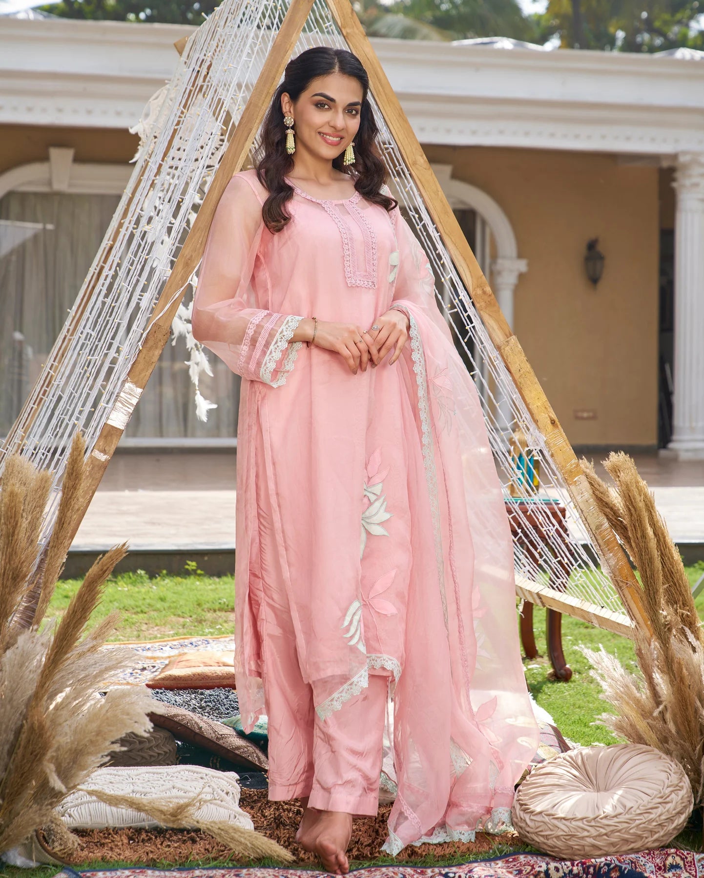 Applique Organza Kurta Set