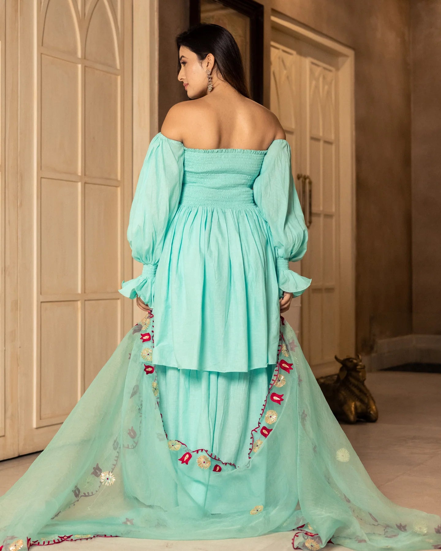 Nilkanta Embroidered Sharara Set