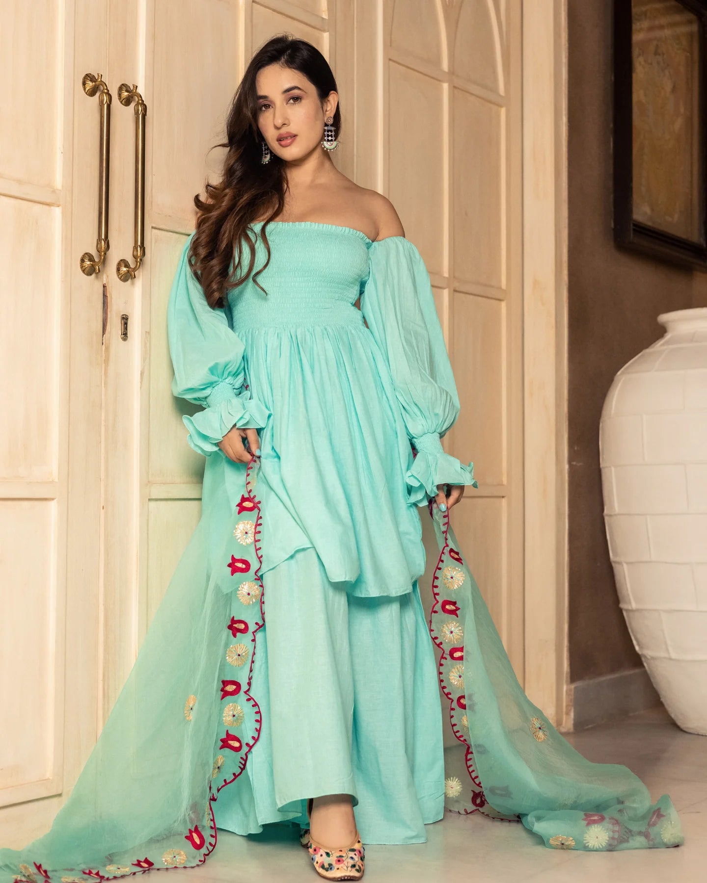 Nilkanta Embroidered Sharara Set