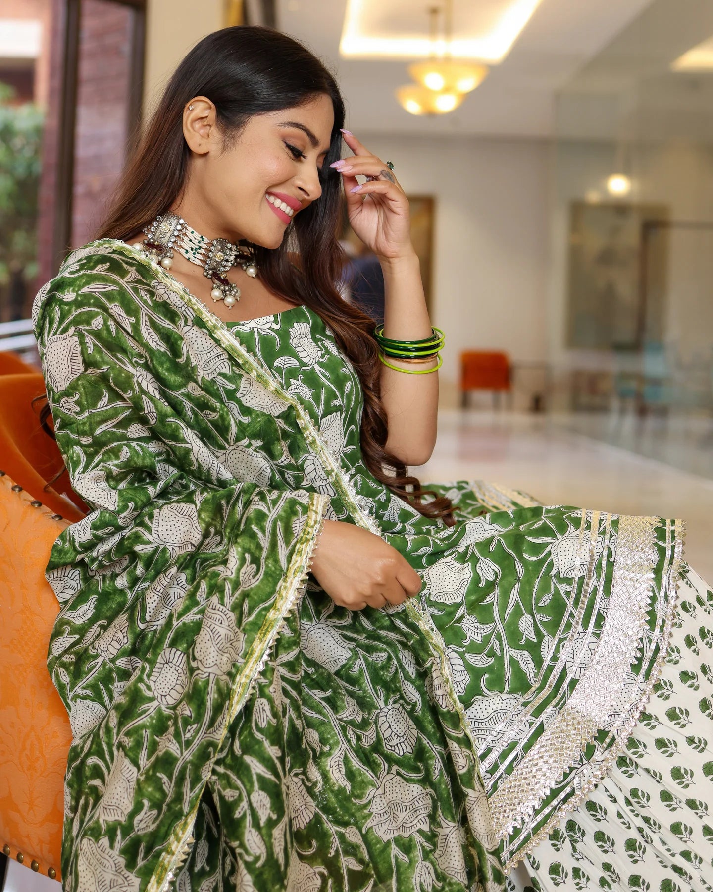 Green Butterfly Sharara Set