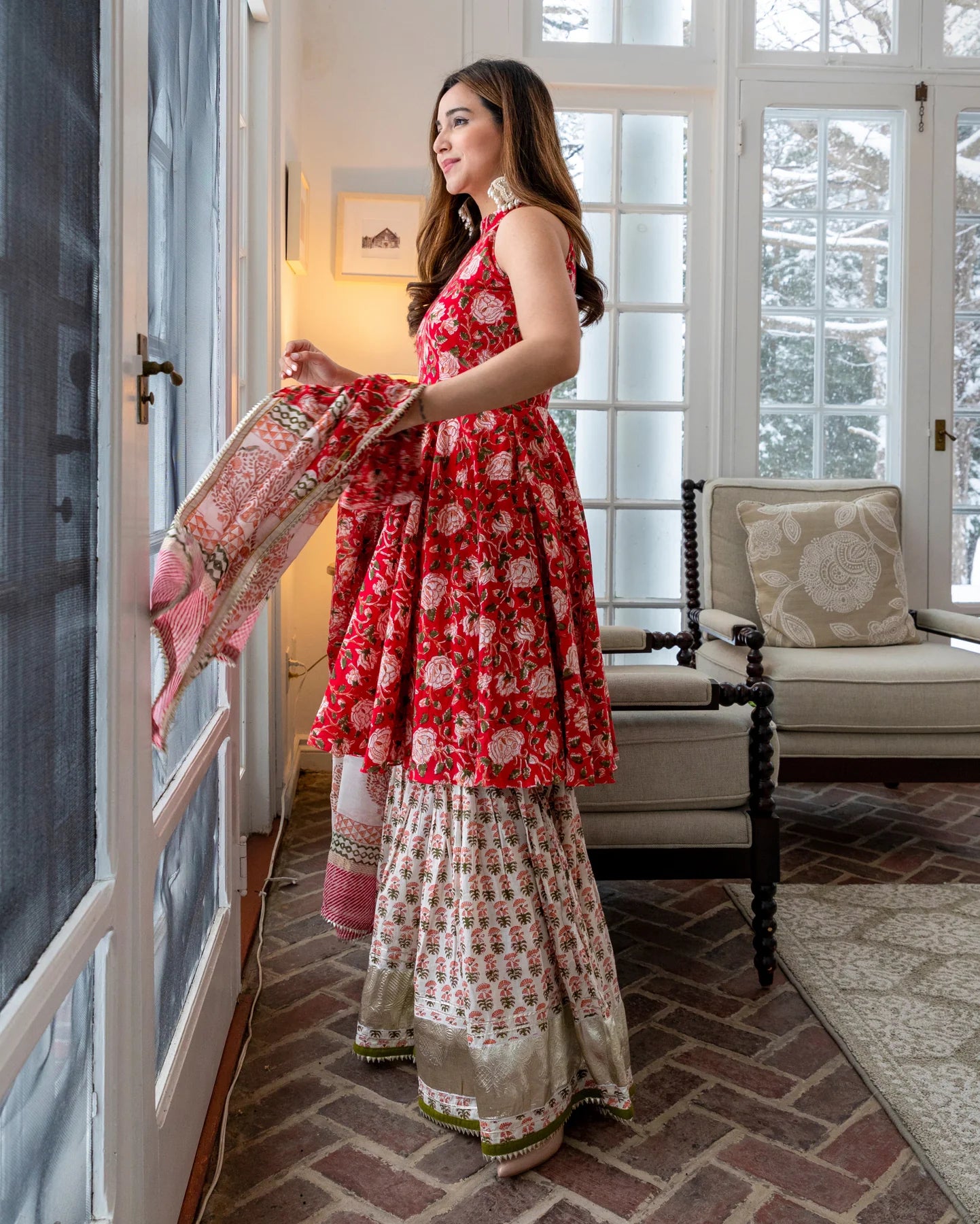 Red Finch Sharara Set