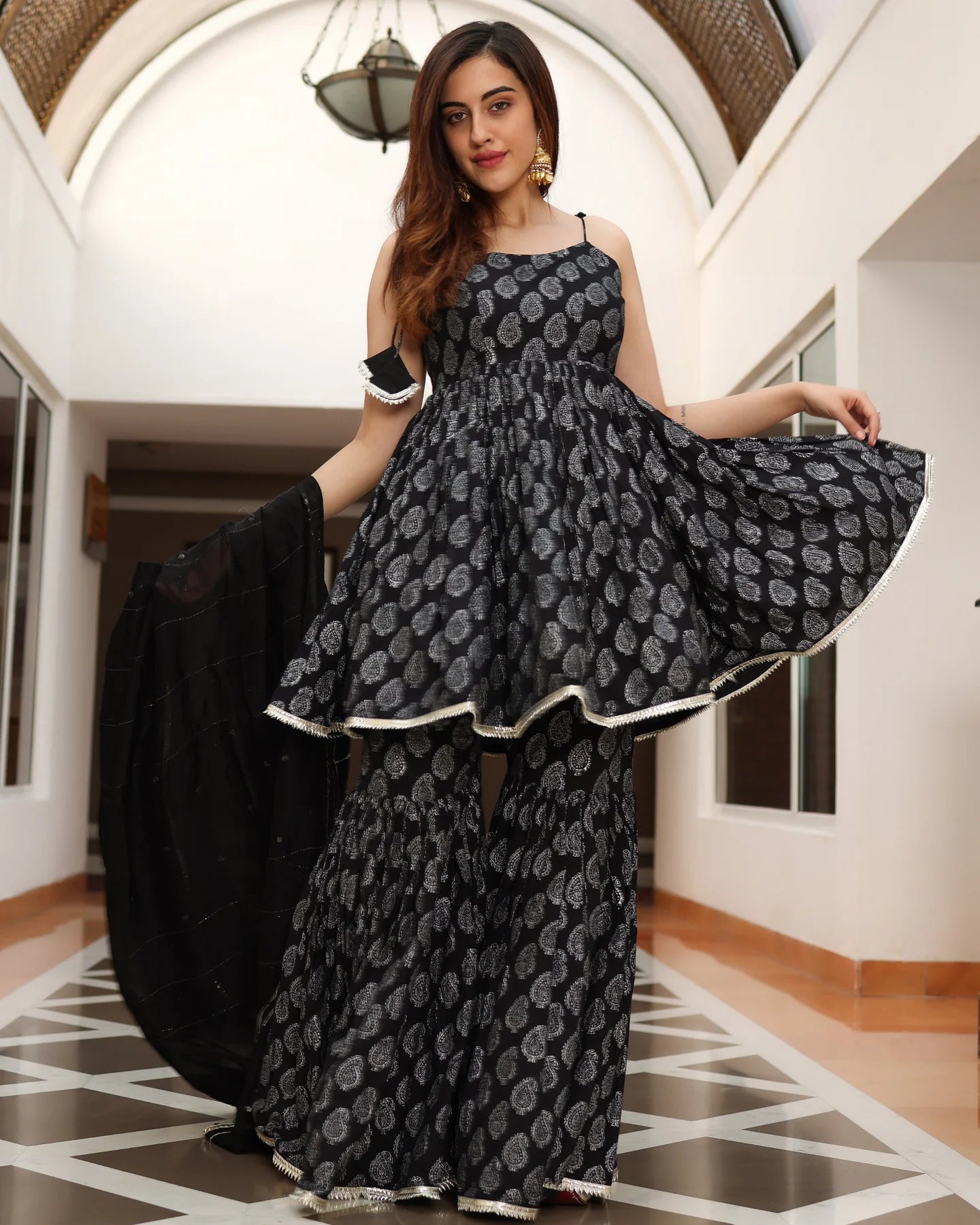Fresh Black Sharara Set