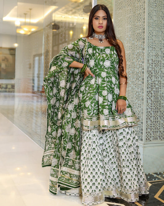 Green Butterfly Sharara Set