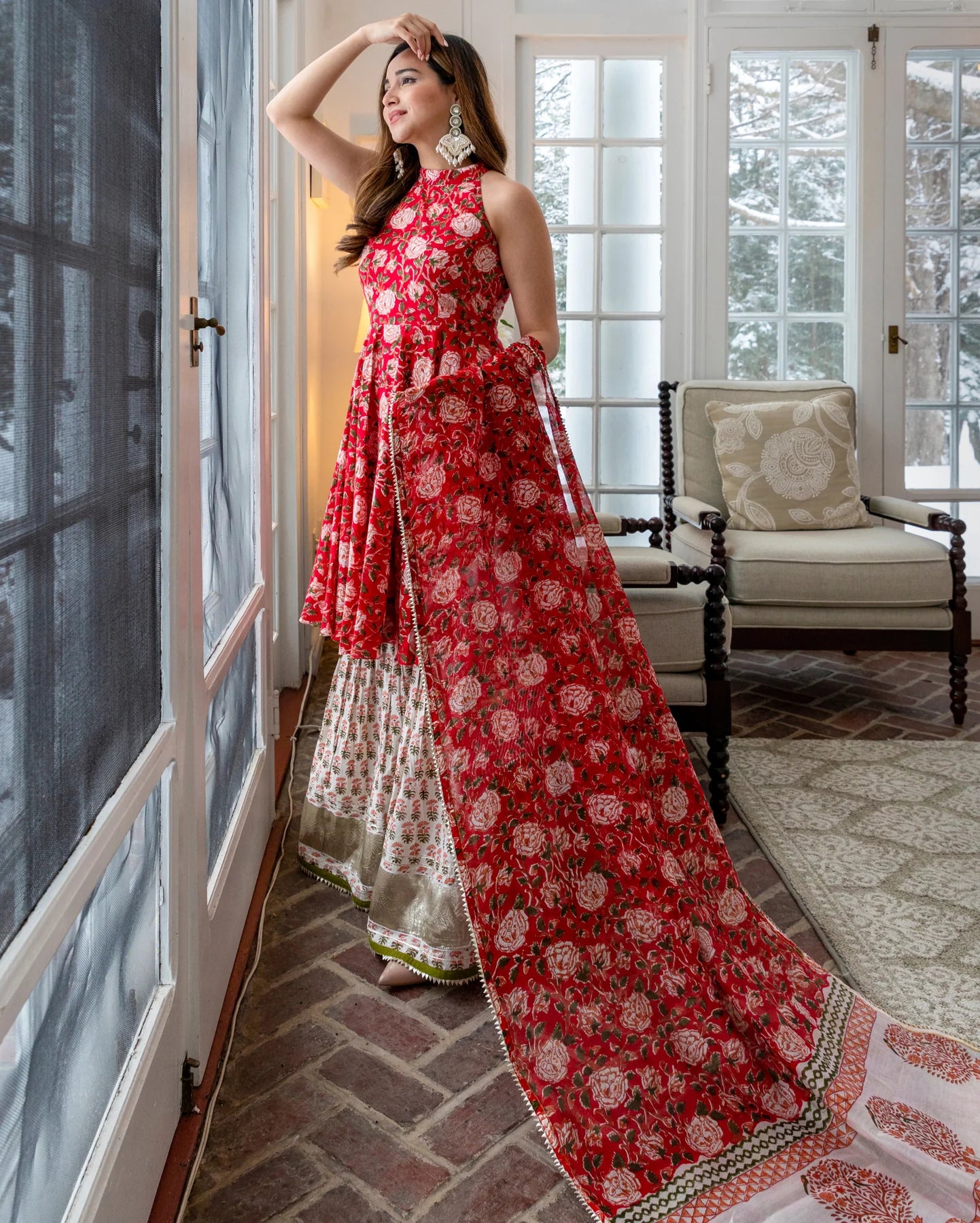Red Finch Sharara Set