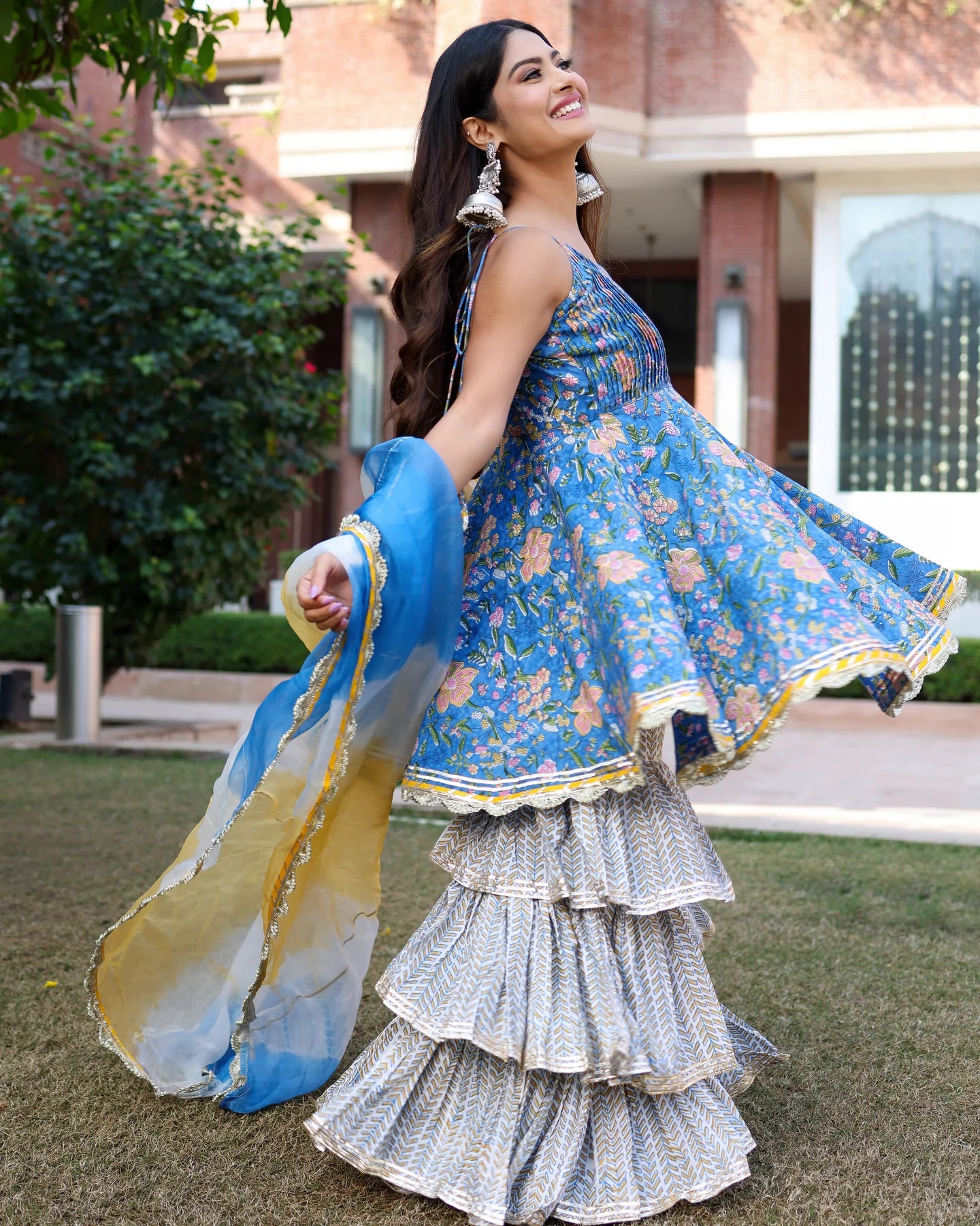 Symphonic Blue Sharara Set