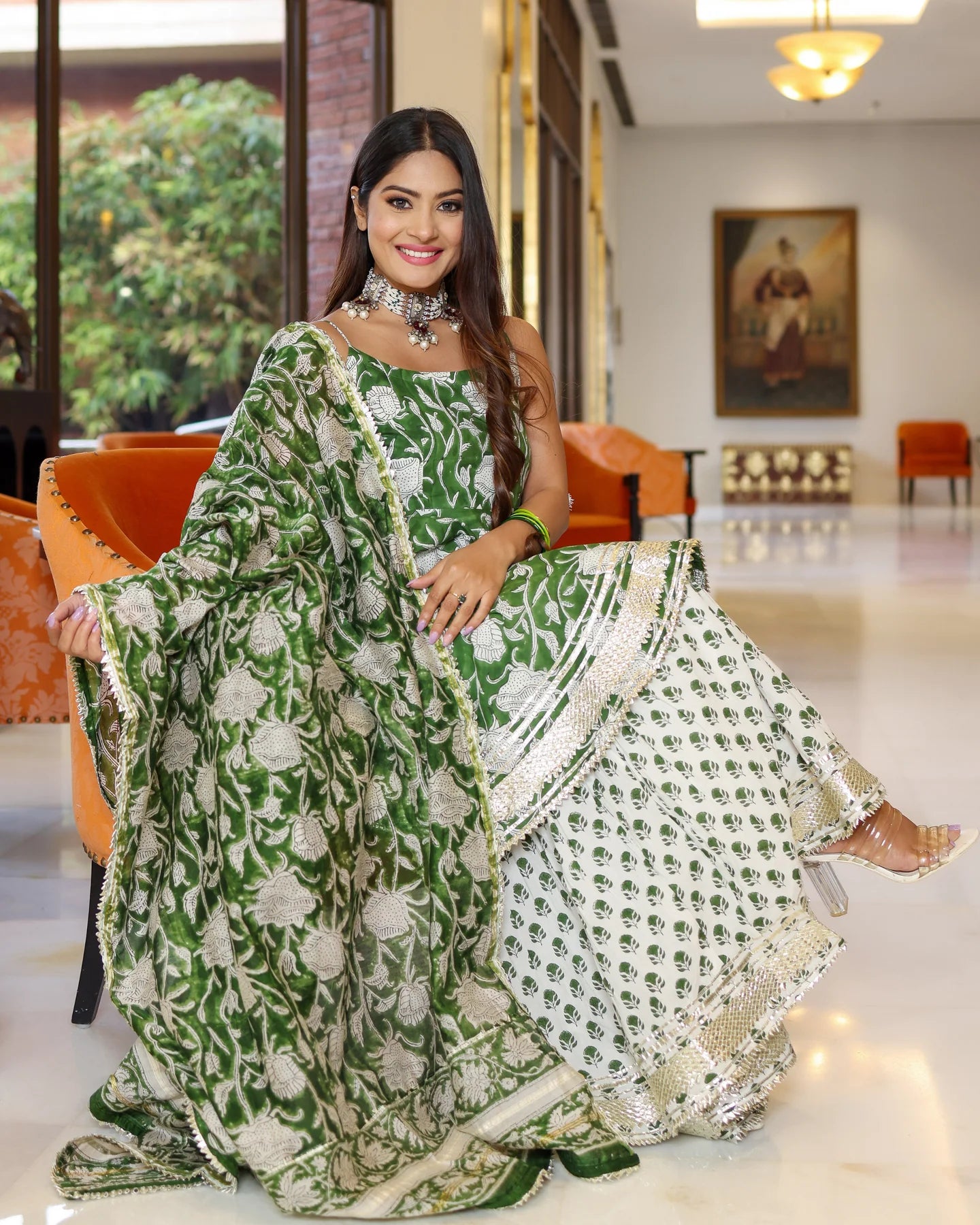Green Butterfly Sharara Set