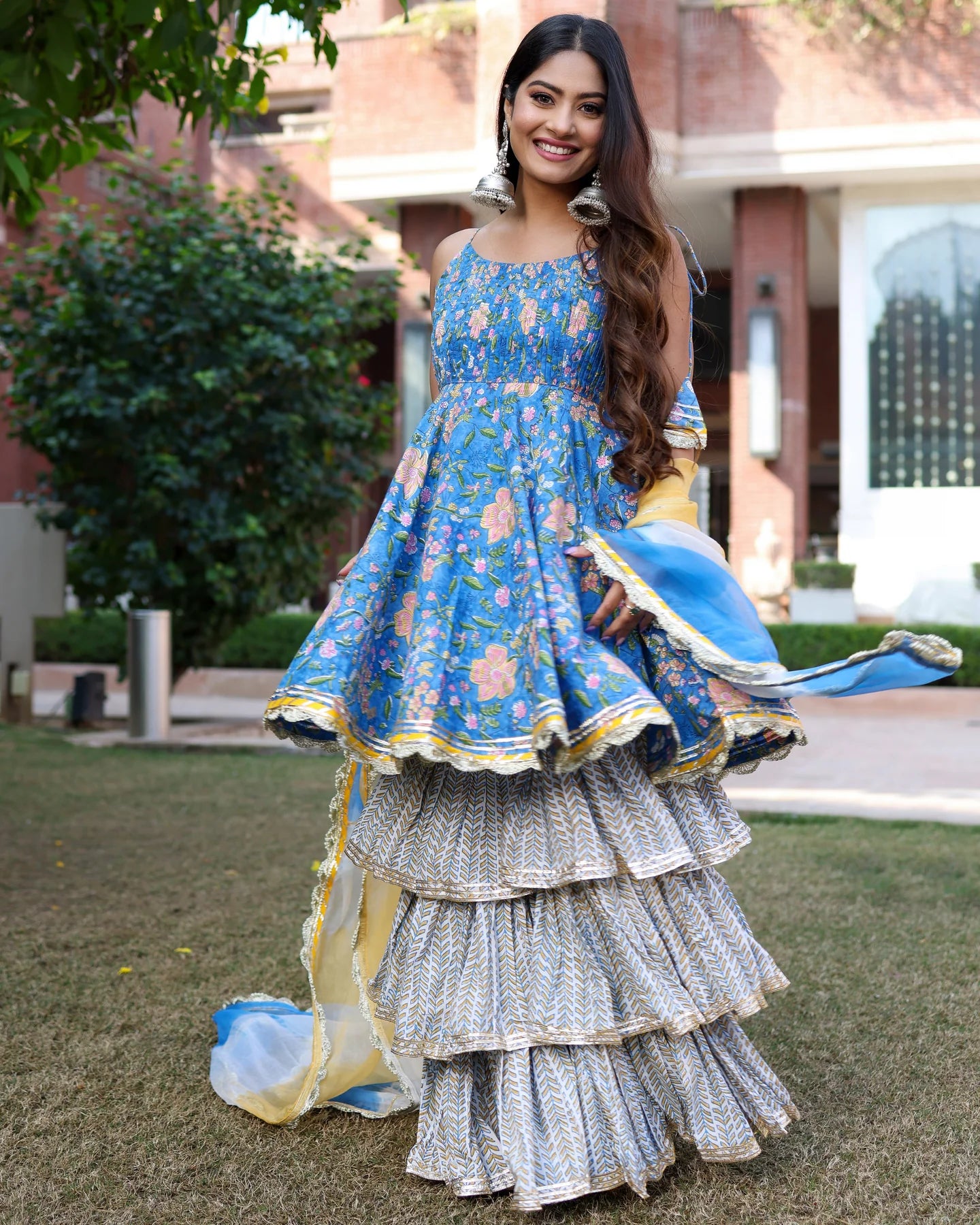 Symphonic Blue Sharara Set