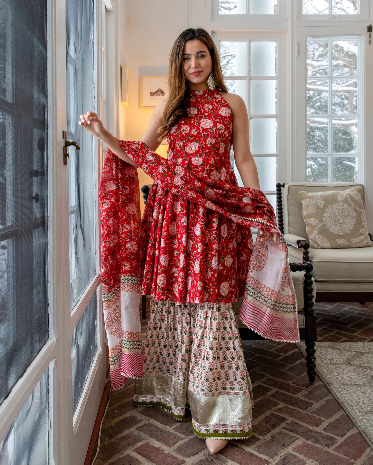Red Finch Sharara Set
