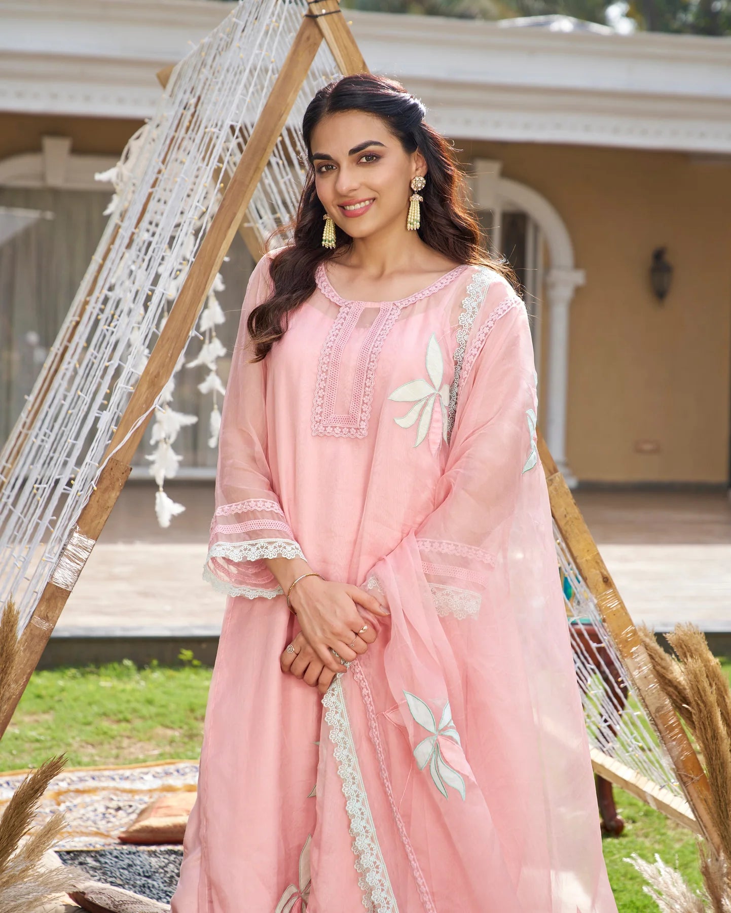 Applique Organza Kurta Set
