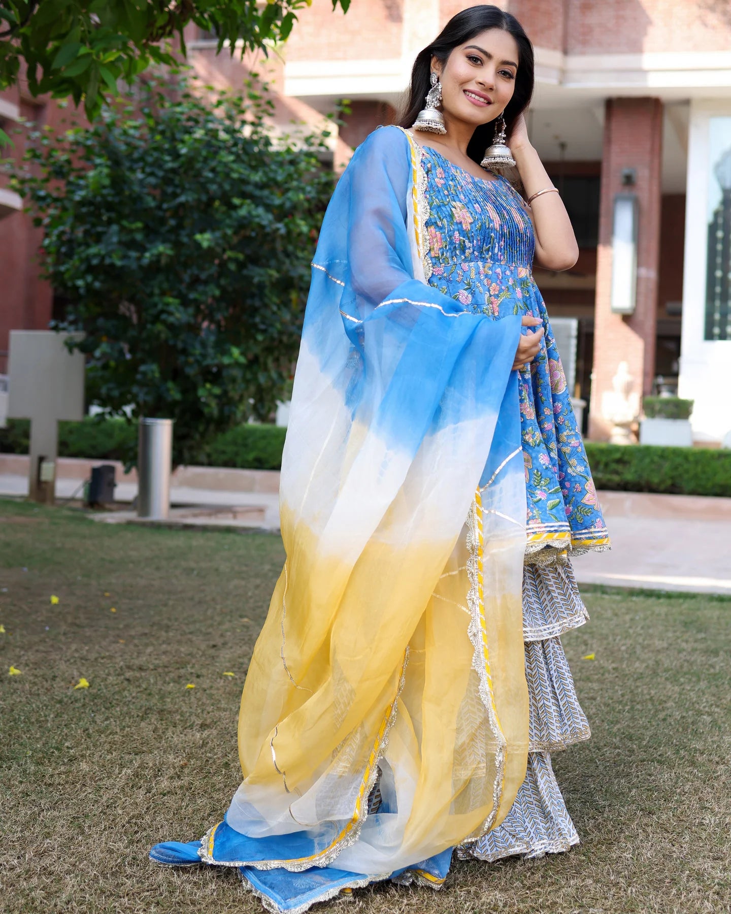 Symphonic Blue Sharara Set