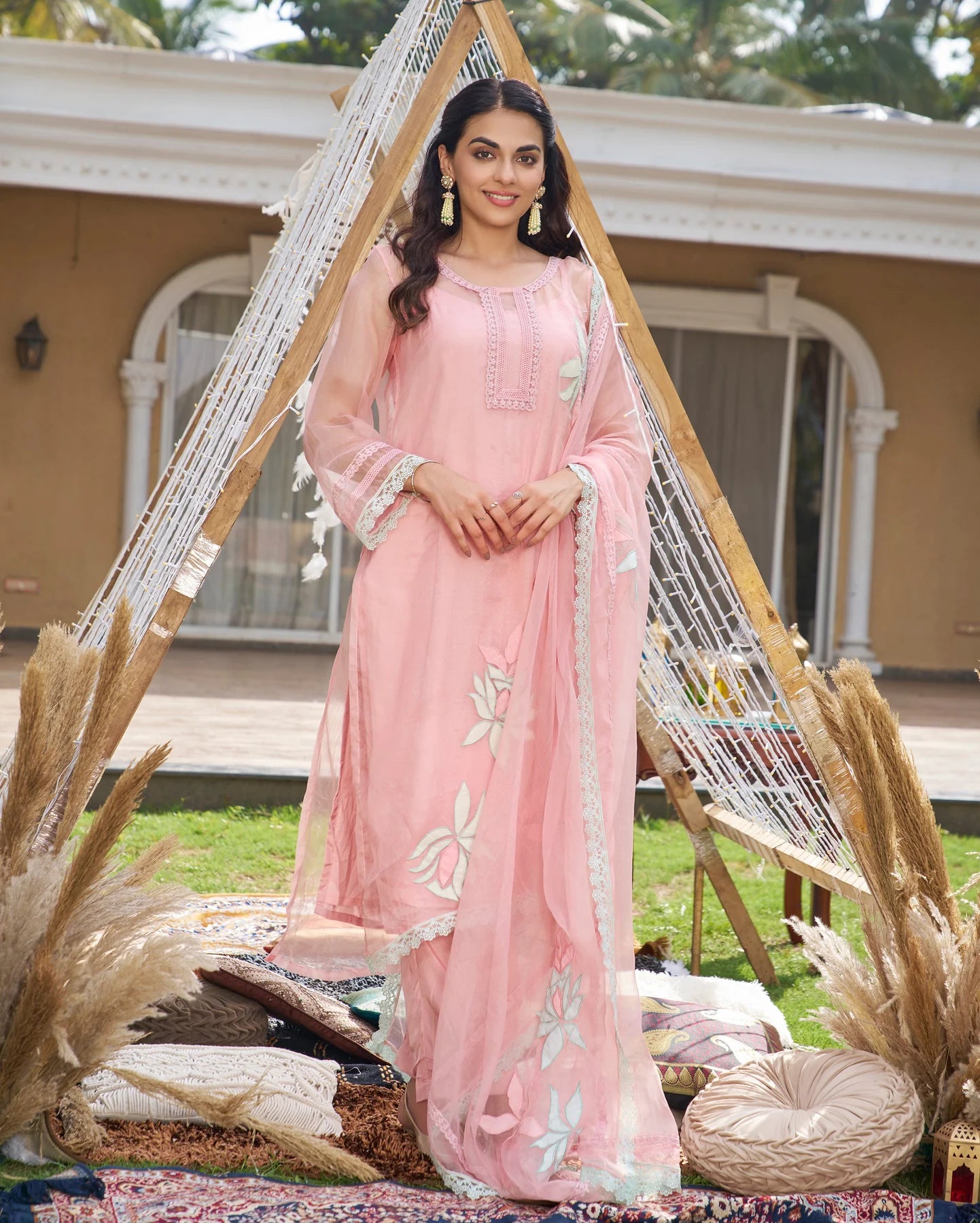 Applique Organza Kurta Set